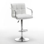 Σκαμπό Bar ArteLibre DOKK Με Πλάτη Πτυσσόμενο Λευκό PU/Μέταλλο 52x56x94-115cm