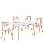 Σετ Τραπεζαρία (4+1) ArteLibre LAKI Cappuccino/Φυσικό PP/Μέταλλο/Γυαλί 120x90x75cm