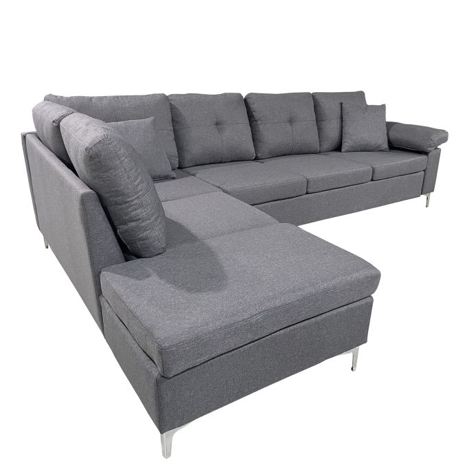 Καναπές Γωνιακός ArteLibre GLINDA Αριστερή Γωνία Γκρι Ύφασμα 282x197x90cm
