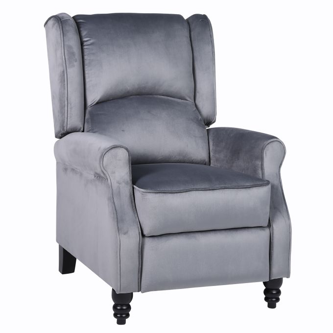 Πολυθρόνα Ανακλινόμενη ArteLibre MARKEB Γκρι Βελούδο 72x84x97cm