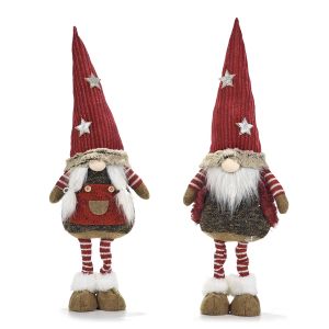 Χριστουγεννιάτικο Γκνόμο Όρθιο Βελούδινο Κόκκινο 55cm Σε 2 Σχέδια