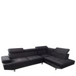 Καναπές Γωνιακός ArteLibre OZMA Μαύρο Ύφασμα 254x160x70cm