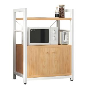 Ραφιέρα Κουζίνας ArteLibre STOAT Φυσικό/Λευκό MDF/Μέταλλο 60x36x82cm