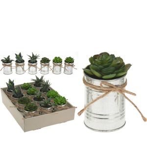 Φυτό Τεχνητό ArteLibre Σε Μεταλλικό Γλαστράκι 7x7x12cm Σε 6 Ποικιλίες