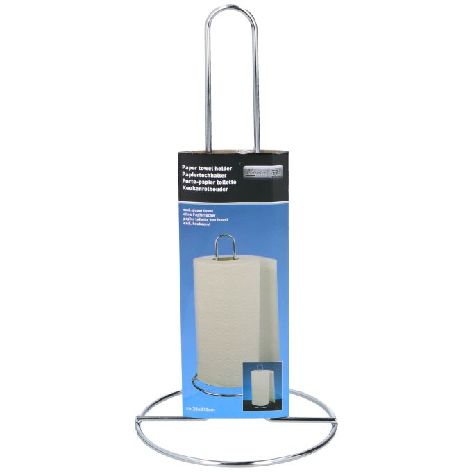 Βάση Χαρτιού Κουζίνας Ασημί Μέταλλο Φ13x28cm