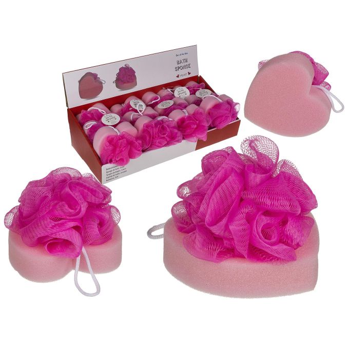 Σφουγγάρι Μπάνιου Σε Σχήμα Καρδιάς Ροζ Πλαστικό 12cm Σε 3 Σχέδια