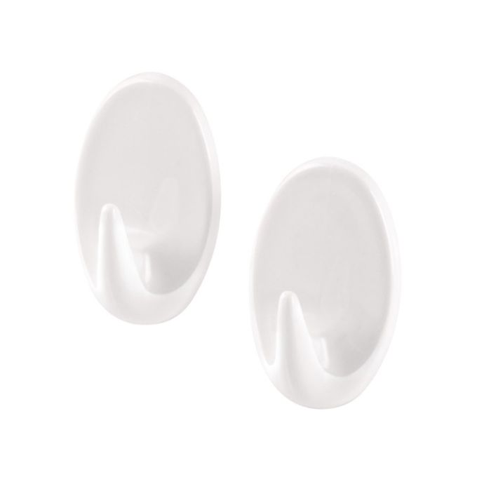 Πλαστικός Γάντζος Οβάλ Αυτοκόλλητος Λευκό 48x30mm 2Τμχ 3566704