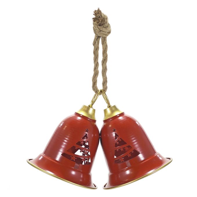 Χριστουγεννιάτικο Κρεμαστό Διακοσμητικό 2 Καμπάνες Κόκκινο 19cm