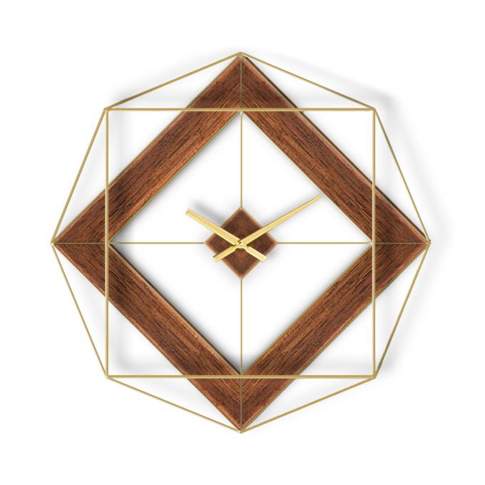 Ρολόι Τοίχου ArteLibre Χρυσό/Φυσικό Μέταλλο/MDF 51x51x7.5cm