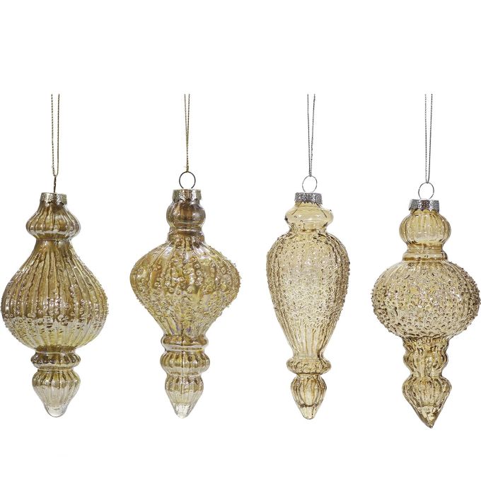 Χριστουγεννιάτικο Γυάλινο Κρεμαστό Χρυσό 13.5cm Σε 4 Σχέδια