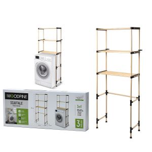 Ραφιέρα Για Πλυντήριο Με 3 Ράφια Φυσικό Ξύλο 68x28x159cm