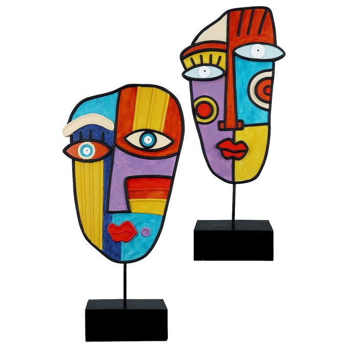 Διακοσμητικό ArteLibre Πρόσωπο Σε Βάση Πολύχρωμο Polyresin 7x18x38cm Σε 2 Σχέδια