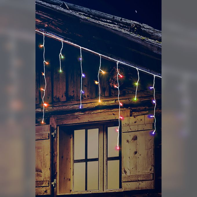 75 LED Κουρτίνα Εσωτ. & Εξωτ. Χώρου Με 8 Προγράμματα Και Μετασχηματιστή Πολύχρωμο Φως Λευκό Καλώδιο Επεκτεινόμενο IP44 3