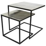 Τραπεζάκι ArteLibre Ασημί Αλουμίνιο 50x50x50cm Σετ 2Τμχ