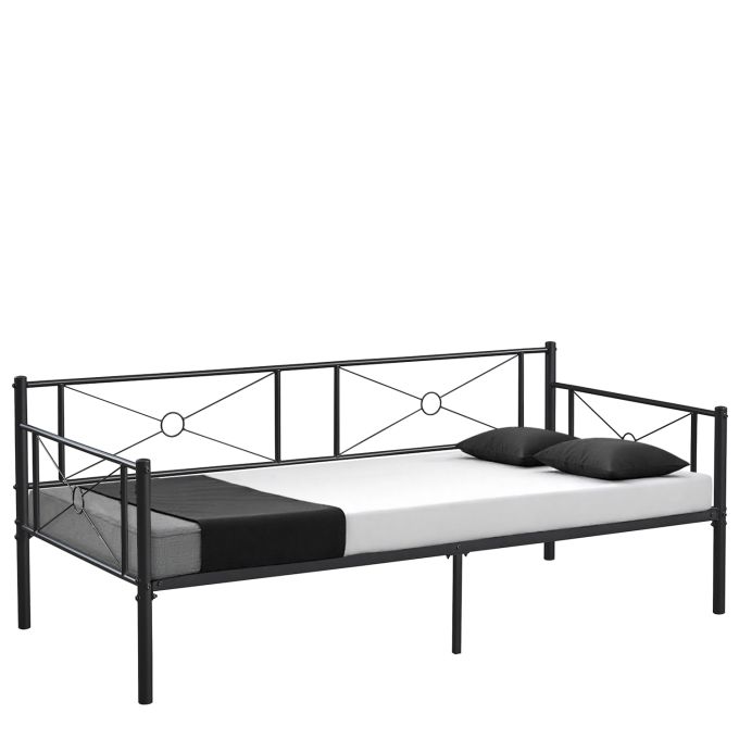 Καναπές Κρεβάτι ArteLibre CIMARRON Μαύρο Μέταλλο Για Στρώμα 90x190cm