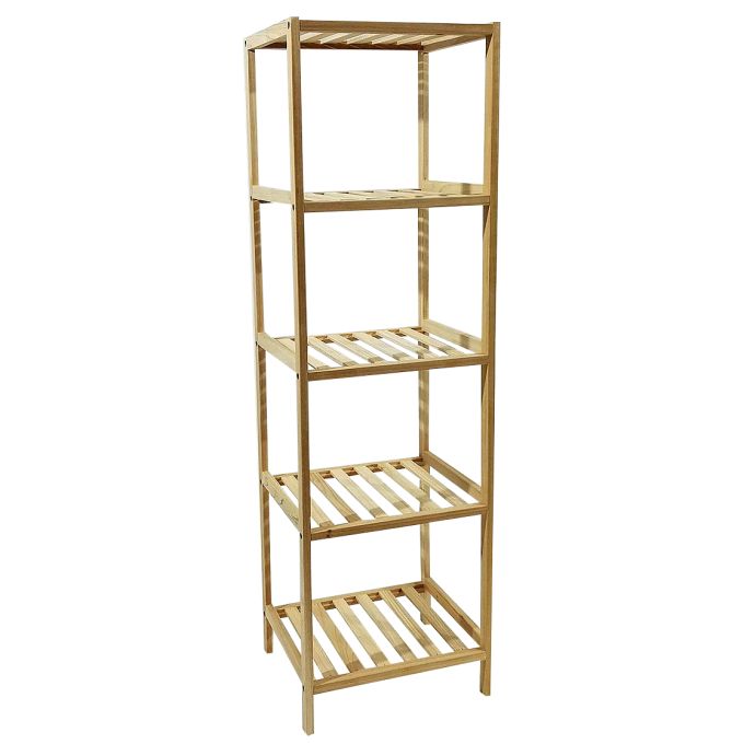 Ραφιέρα Επιδαπέδια Με 5 Ράφια Φυσικό Ξύλο 35x30x100cm