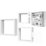 Σετ Ραφιών Κύβοι Λευκό Ξύλο 35x35x12cm/30x30x12cm/25x25x12cm 3Τμχ