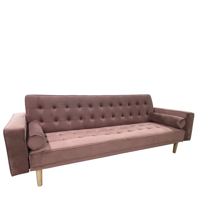 Καναπές Κρεβάτι Τριθέσιος ArteLibre AUBREY Σάπιο Μήλο Ύφασμα 224x88x84cm