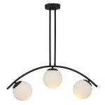 Φωτιστικό Κρεμαστό ArteLibre FRAL Τρίφωτο Μαύρο/Λευκό Μέταλλο/Γυαλί 60x60cm