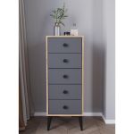 Συρταριέρα ArteLibre AMARI Δρυς/Ανθρακί Μοριοσανίδα 43x43x114cm