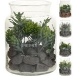 Φυτό Τεχνητό ArteLibre Σε Γυάλινο Δοχείο Με Πέτρες 125x160mm Σε 4 Συνδυασμούς