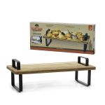 Δίσκος Σερβιρίσματος Με Λαβές Και Πόδια Φυσικό/Μαύρο Μέταλλο/Ξύλο Ακακίας 48x20x16cm