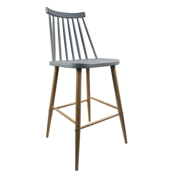 Σκαμπό Bar ArteLibre MARANTA Γκρι/Φυσικό PP/Μέταλλο 45x46x97cm