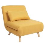 Πολυθρόνα Κρεβάτι ArteLibre VERA Κίτρινο Ύφασμα/Ξύλο 79x80x89cm