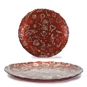Χριστουγεννιάτικο Πιάτο Κόκκινο/Χρυσό 32cm