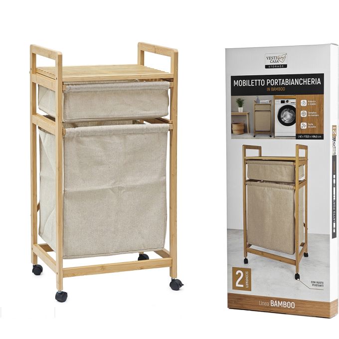 Καλάθι Απλύτων Μπαμπού/Ύφασμα 42x33.5x84.5cm