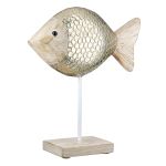Stand Relief Fish Mango Wood Φυσικά Χρώματα 21X7X25Cm 21X7X25Cm