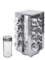 Βάση Μπαχαρικών 16 Θέσεων Inox 14x14x28cm