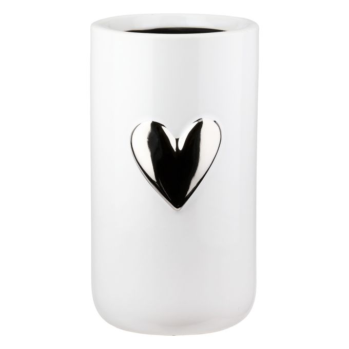 Βάζο Καρδιά Μοτίφ Κεραμικό Λευκό D9X16Cm D9X16Cm