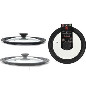 Καπάκι Διάφανο/Μαύρο Γυαλί/Σιλικόνη 24/26/28cm 2Τμχ