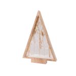 Ανάγλυφο Σταντ (LED) Χριστουγεννιάτικο Δέντρο Μοτίβο Ξερά Λουλούδια Ξύλο Εκρού 5x40x58cm