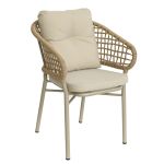 Πολυθρόνα Κήπου ArteLibre ANHUR Με Μαξιλάρια Μπεζ/Καφέ Αλουμίνιο/Rattan 60x58x84cm