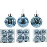 Χριστουγεννιάτικη Μπάλα Γαλάζιο 100mm Σετ 4Τμχ Σε 3 Σχέδια
