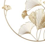 Ανάγλυφο τοίχου Στρογγυλό μοτίβο Ginkgo Μεταλλικό Χρυσό D50Cm D50Cm