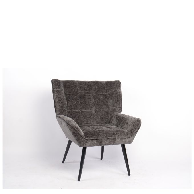 Πολυθρόνα ArteLibre TIVA Γκρι Σκούρο Ύφασμα Σενίλ/Μέταλλο 84x78x77cm