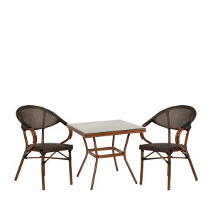 Σετ Τραπεζαρία Κήπου ArteLibre ANGOLA Μπαμπού Αλουμίνιο/Γυαλί Με 2 Πολυθρόνες 14990222