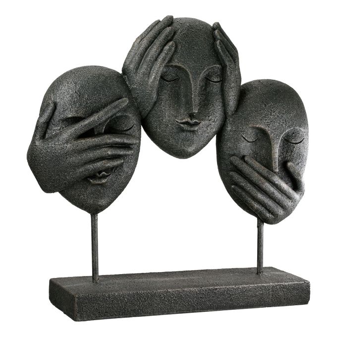 Γλυπτό Πρόσωπο '3 Faces' Πολυρεζίνη Μαύρο 8.5x30x29.5cm