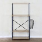 Ραφιέρα Κουζίνας ArteLibre GRANTHAM Δρυς/Μαύρο Μοριοσανίδα/Μέταλλο 60x40x123cm