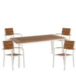 Σετ Τραπεζαρία Κήπου ArteLibre EPUPA Λευκό/Καρυδί Αλουμίνιο/Ξύλο Με 4 Πολυθρόνες 14990199