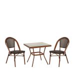 Σετ Τραπεζαρία Κήπου ArteLibre ANGOLA Μπαμπού Αλουμίνιο/Γυαλί Με 2 Καρέκλες 14990228