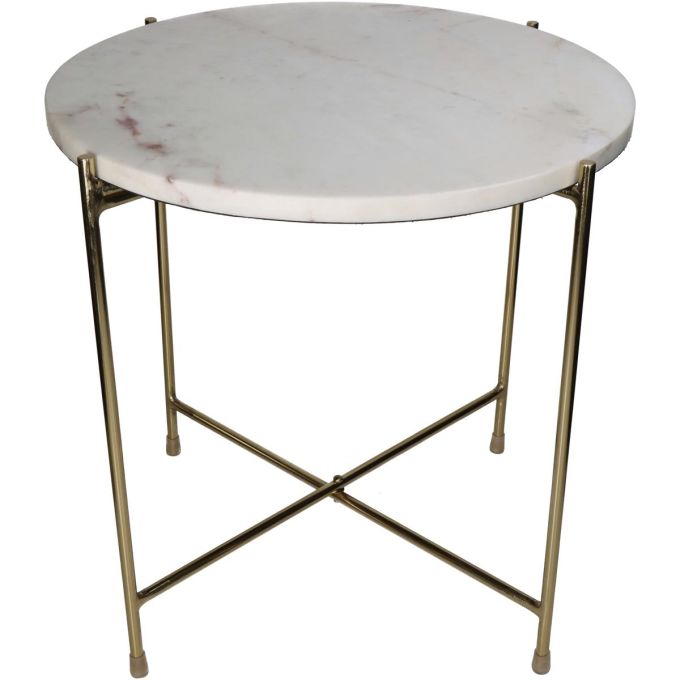 Τραπεζάκι ArteLibre Λευκό Μάρμαρο/Μέταλλο 40x40x40cm