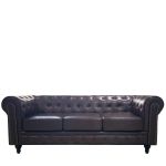 Καναπές Τριθέσιος ArteLibre AVERY Σκούρο Καφέ PU 208x90x73cm