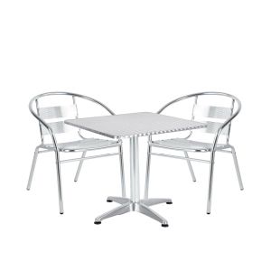 Σετ Τραπεζαρία Κήπου ArteLibre CALLISTO Αλουμίνιο Ασημί Με 2 Πολυθρόνες 14990102