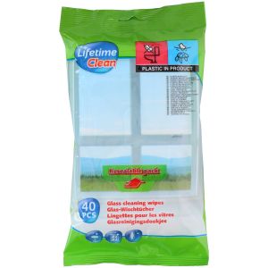 Υγρά Μαντηλάκια Καθαρισμού Τζαμιών 40Τμχ Lifetime Clean
