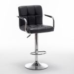 Σκαμπό Bar ArteLibre RANCOR Με Πλάτη Πτυσσόμενο Μαύρο PVC/Μέταλλο 51x50x83-105cm