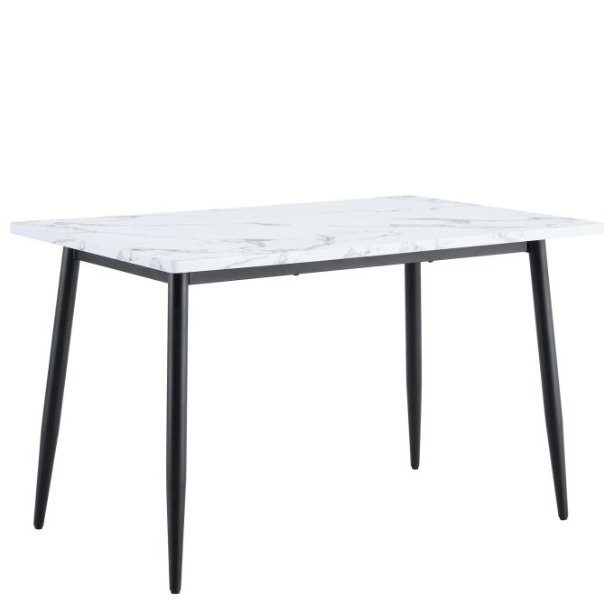 Τραπέζι Τραπεζαρίας ArteLibre IRWELL Λευκό Μάρμαρο/Μαύρο Μέταλλο/Μοριοσανίδα 120x80x75cm